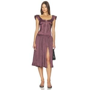 $198 Free People x REVOLVE Loveday Midi  Chocolate Grape Dress Size S # 1231